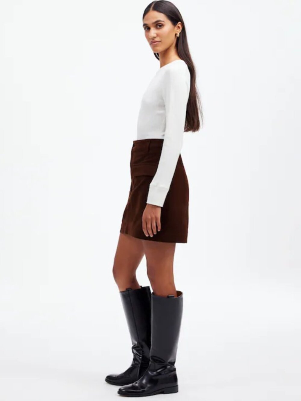 Madewell Utility Front Pocket Mini Skirt in Moleskin Dark Chicory Brown 2 $108